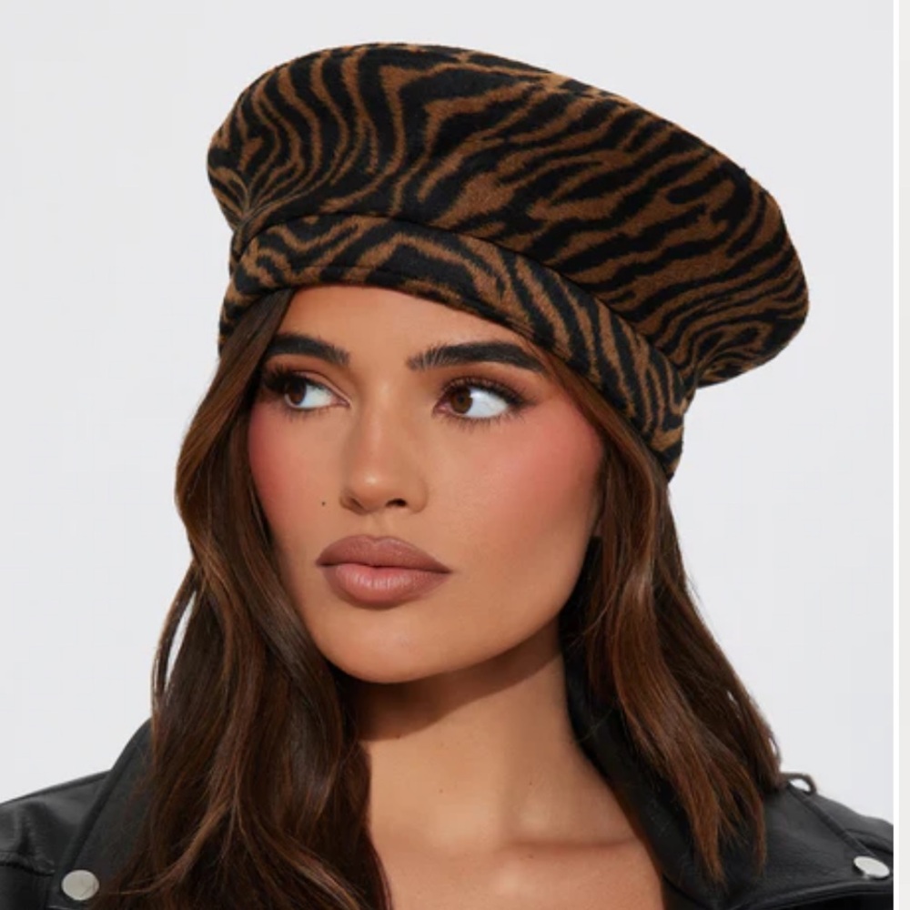 Stylish Brown and Black zebra print Beret